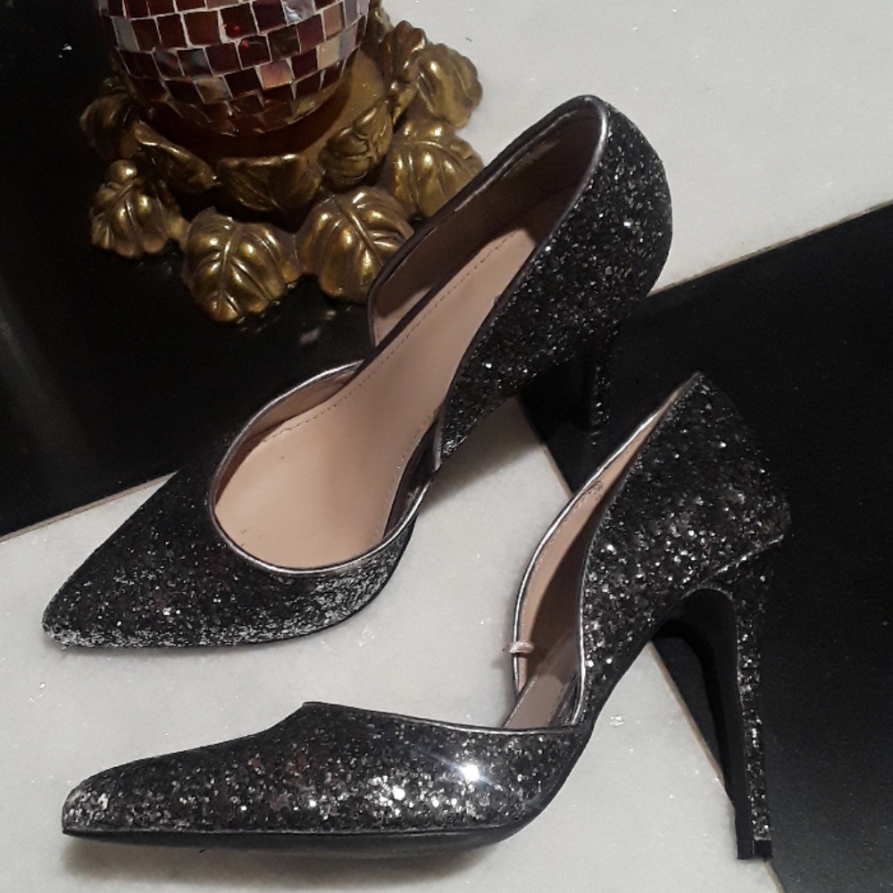 "Express" Silver Sparkly Heels